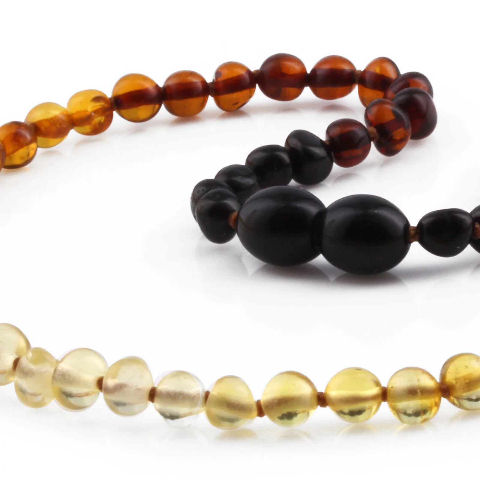 Baltic Amber Teething Necklace. Baroque Rainbow 5mm - XB54R2