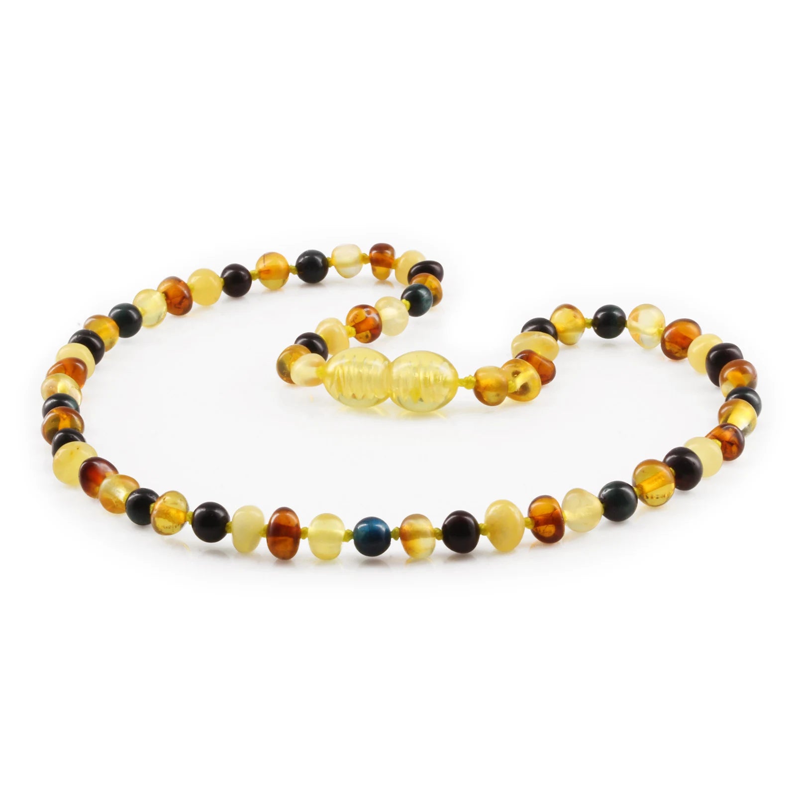 Baltic Amber Teething Necklace with Blue Tiger Eye. Baroque 4mm - LE514 V2
