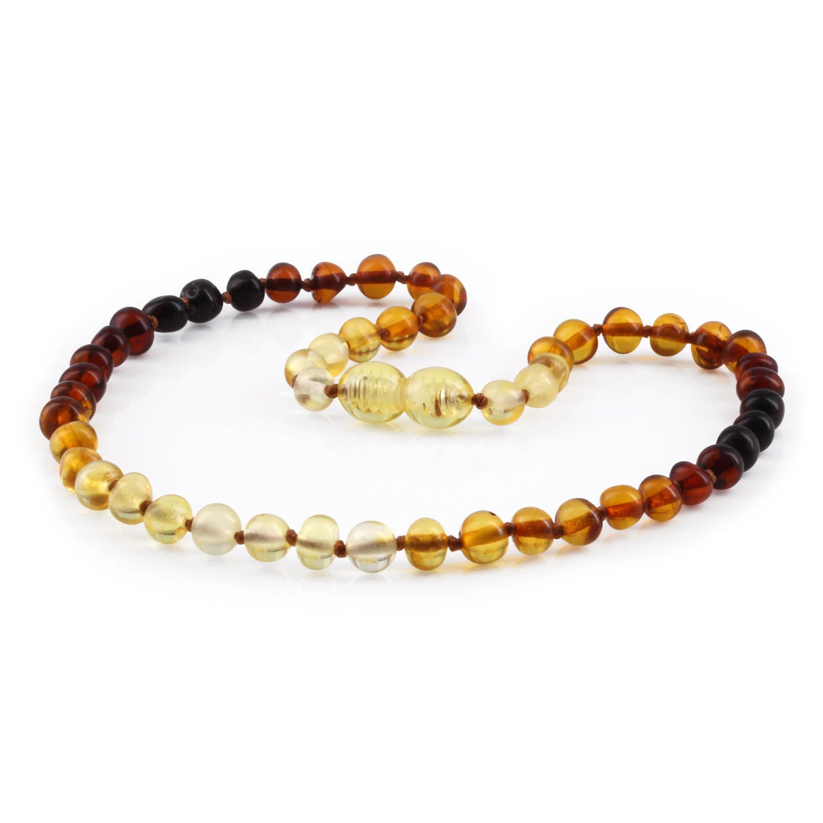 Baltic Amber Teething Necklace. Baroque Rainbow 5mm - XB54RA1