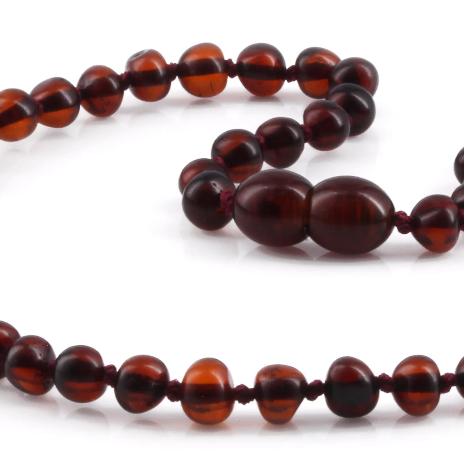 Baltic Amber Teething Necklace. Baroque Dark Cognac 5mm - XB54DC