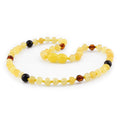 Baltic Amber Teething Necklace with Black Onyx. Baroque 5mm - LE518
