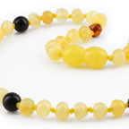Baltic Amber Teething Necklace with Black Onyx. Baroque 5mm - LE518