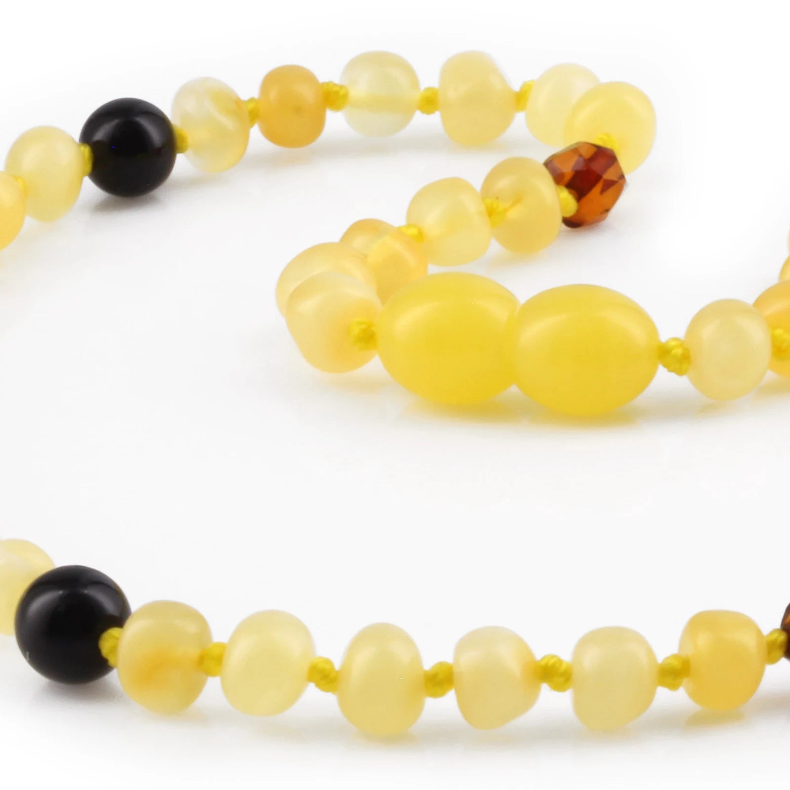 Baltic Amber Teething Necklace with Black Onyx. Baroque 5mm - LE518