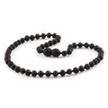 Baltic Amber Teething Necklace. Baroque Black 5mm - XB54BM