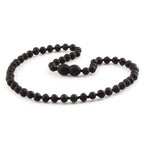 Baltic Amber Teething Necklace. Baroque Black 5mm - XB54BM