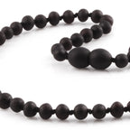 Baltic Amber Teething Necklace. Baroque Black 5mm - XB54BM