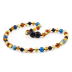 Baltic Amber Teething Necklace with Blue Lace Agate. Baroque 5mm - LE464 V3