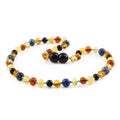 Baltic Amber Teething Necklace with Deep Blue Imperial Jasper. Baroque 5mm - LE555