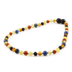 Baltic Amber Teething Necklace with Deep Blue Imperial Jasper. Baroque 5mm - LE555