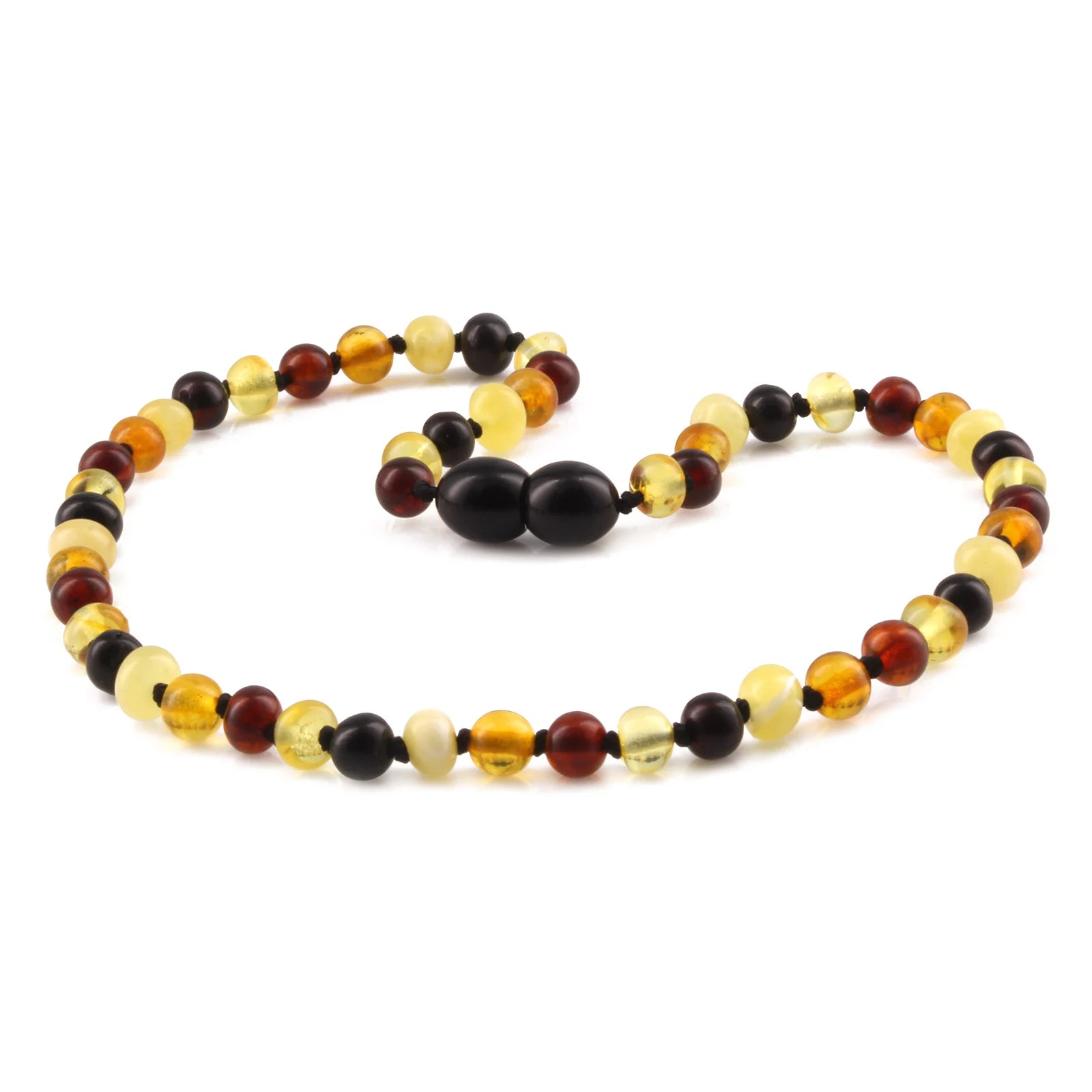 Baltic Amber Teething Necklace. Baroque Multicolour 5mm - XB54M2