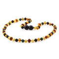 Baltic Amber Teething Necklace with Azurite. Baroque 4mm - LE467 V2