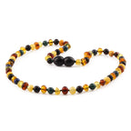 Baltic Amber Teething Necklace with Azurite. Baroque 4mm - LE467 V2