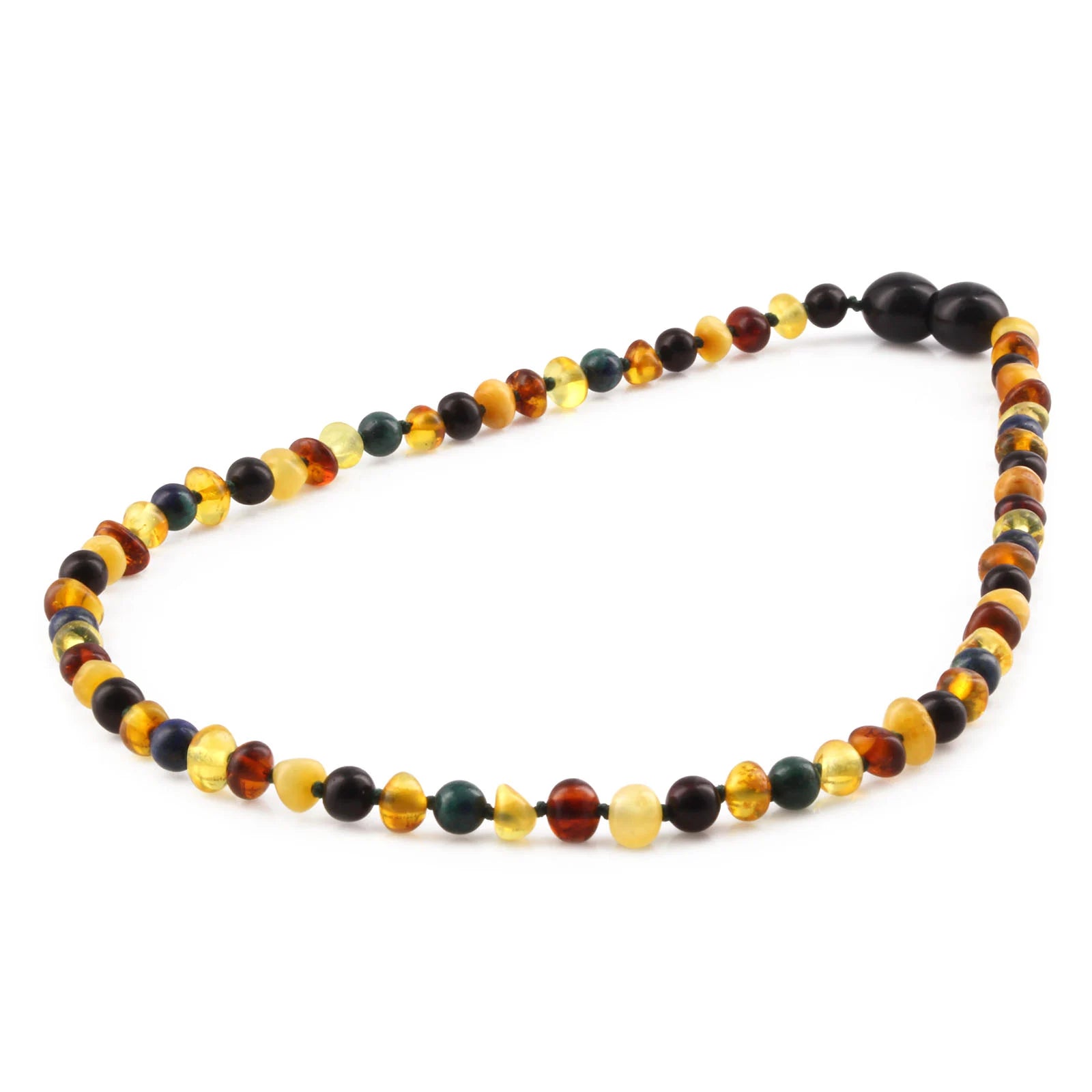 Baltic Amber Teething Necklace with Azurite. Baroque 4mm - LE467 V2