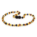 Baltic Amber Teething Necklace with Deep Blue Imperial Jasper. Baroque 4mm - LE555-S