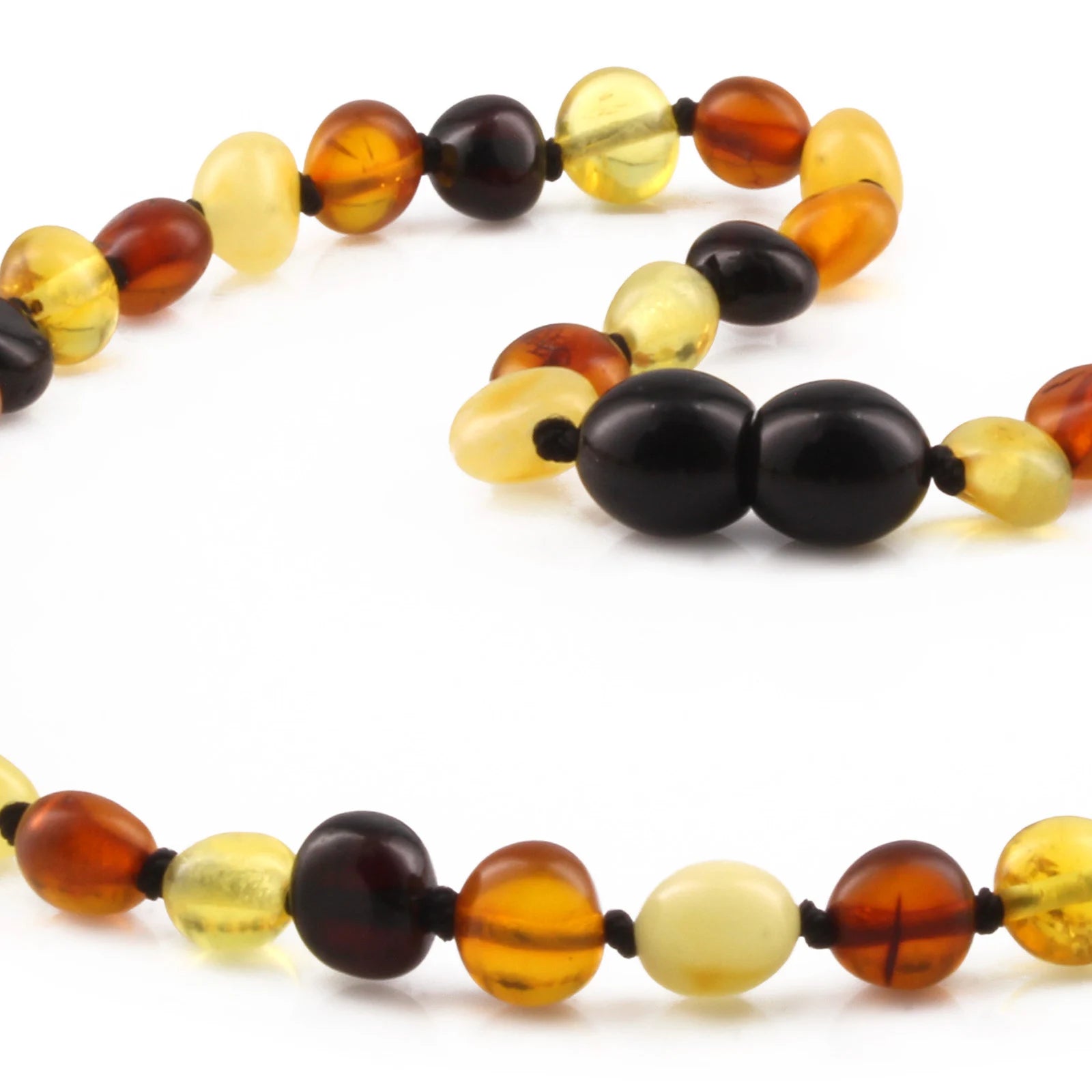 Baltic Amber Teething Necklace. Side Drill Multicolour 6mm - XS64M2