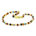 Baltic Amber Teething Necklace with Lake Blue Imperial Jasper. Baroque 4mm - LE516