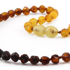 Baltic Amber Teething Necklace. Baroque Rainbow 5mm - XB55R1-RAW