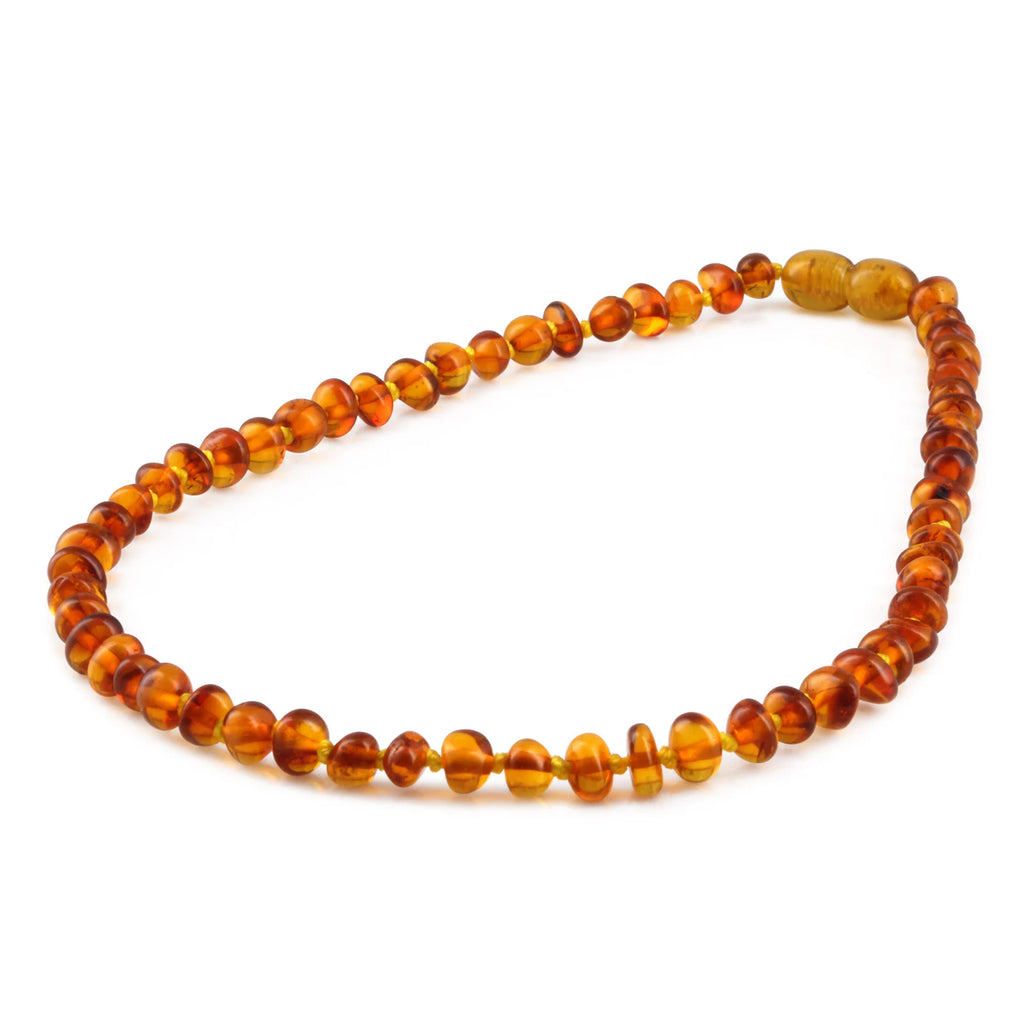 Baltic Amber Teething Necklace. Baroque Light Cognac 5mm - XB54LC