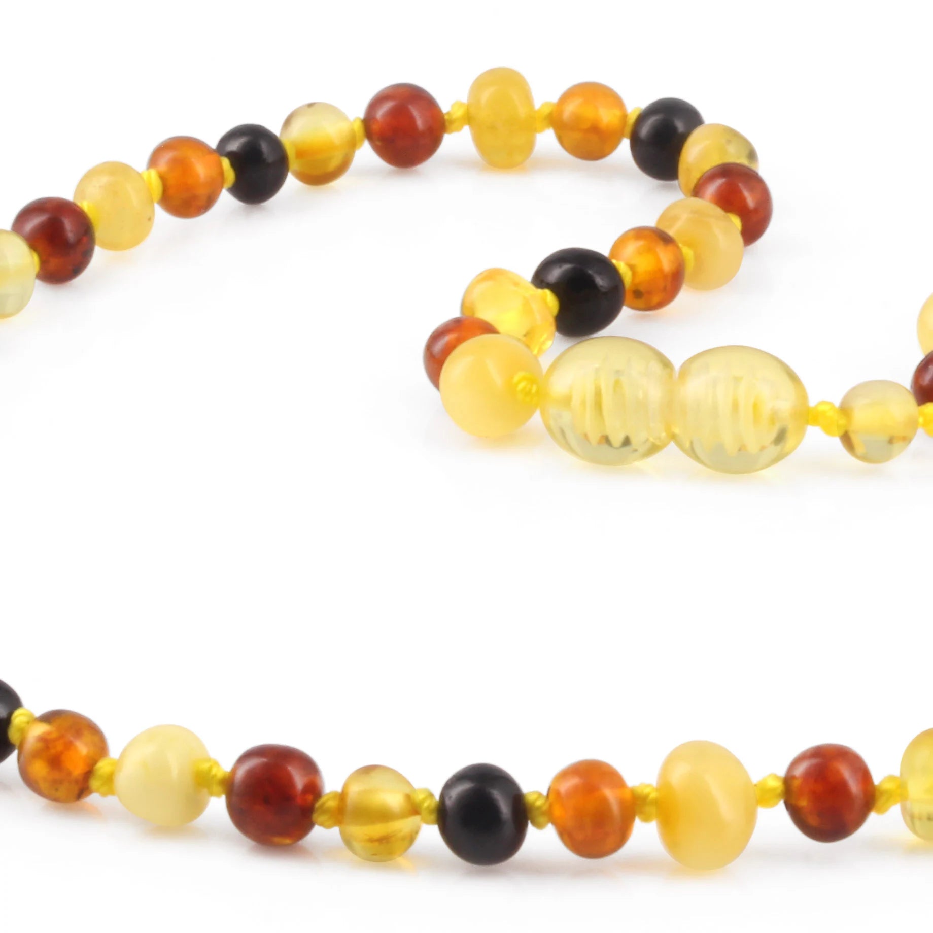 Natural Baltic Amber Junior Necklace. Baroque Multicolour 5mm - XB54M1