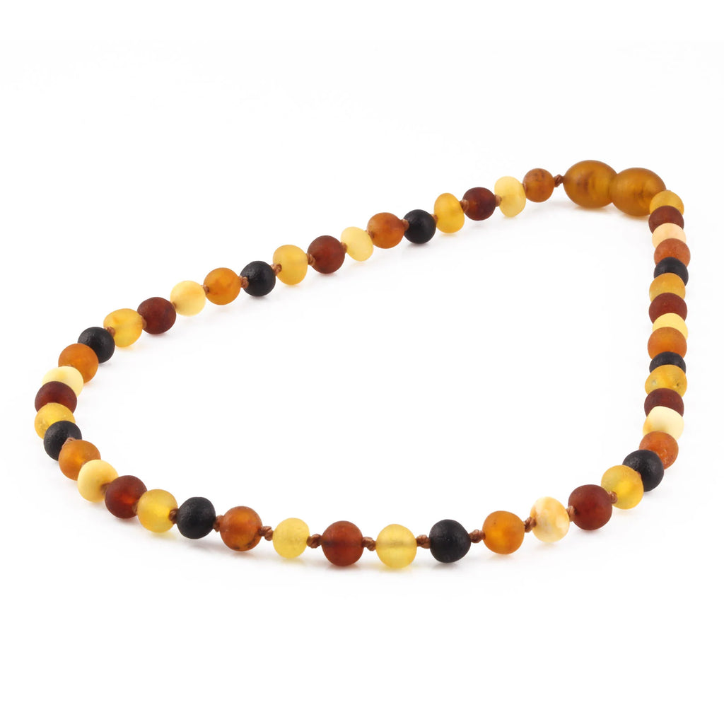 Baltic Amber Teething Necklace. Baroque Multicolour 5mm - XB54MM