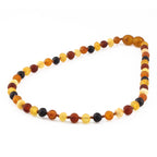 Baltic Amber Teething Necklace. Baroque Multicolour 5mm - XB54MM