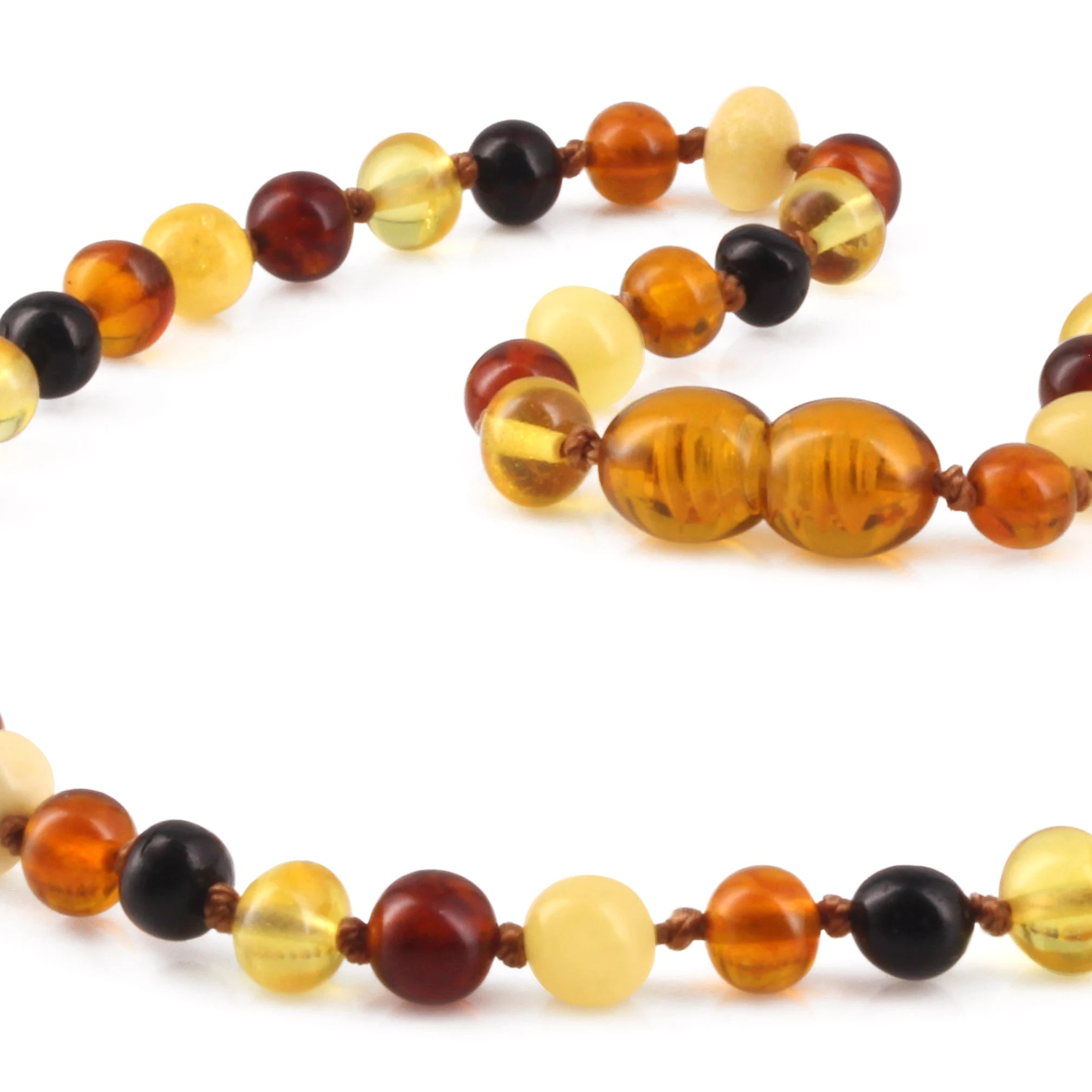 Baltic Amber Teething Necklace. Baroque Multicolour 5mm - XB54M