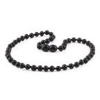 Baltic Amber Teething Necklace. Baroque Black 5mm - XB54B