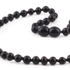 Baltic Amber Teething Necklace. Baroque Black 5mm - XB54B