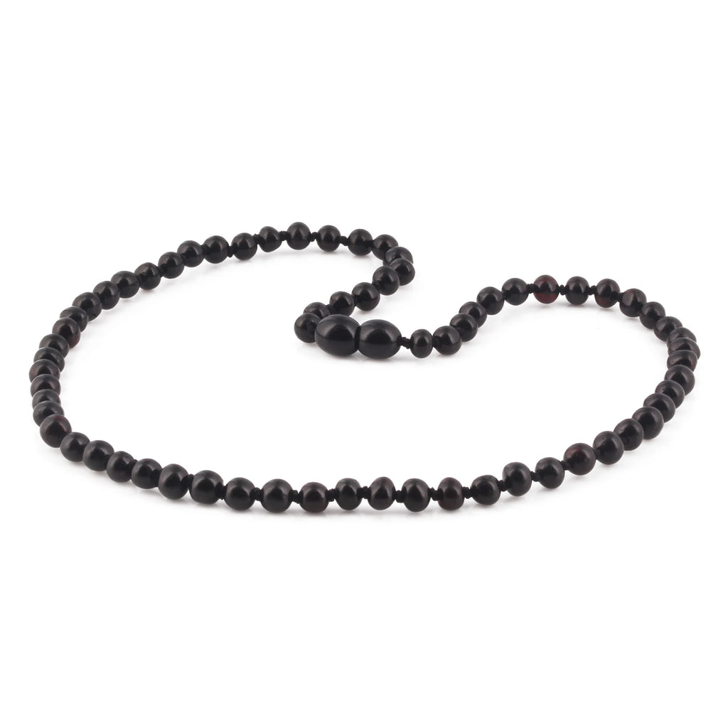 Adult Baltic Amber Necklace. Baroque Black 5mm - XB54B