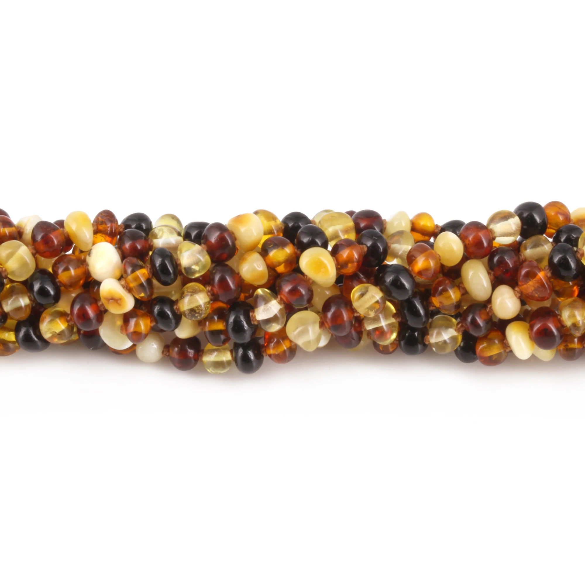 Baltic Amber Baby Teething Necklace Baroque Multicolor Glossy Finish - Wholesale Lot of 10pcs - 32cm / 12.6in - XB43M