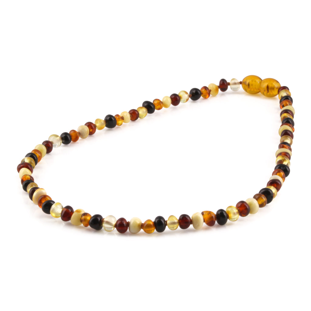 Baltic Amber Baby Teething Necklace Baroque Multicolor Glossy Finish - Wholesale Lot of 10pcs - 32cm / 12.6in - XB43M