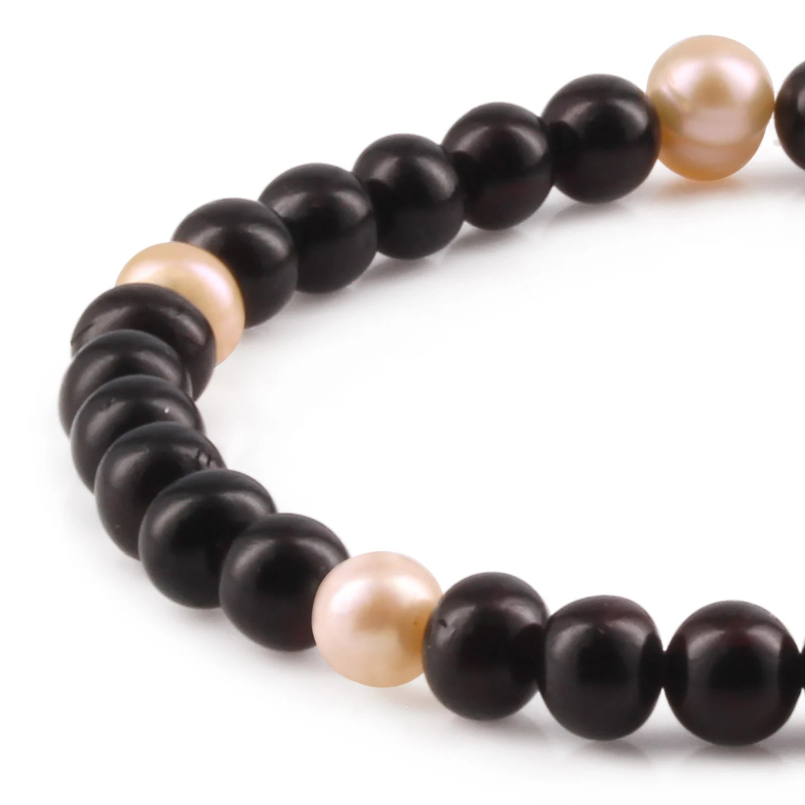 Natural Baltic Amber Adult Bracelet with Freshwater Pearl. Baroque 6mm - P3