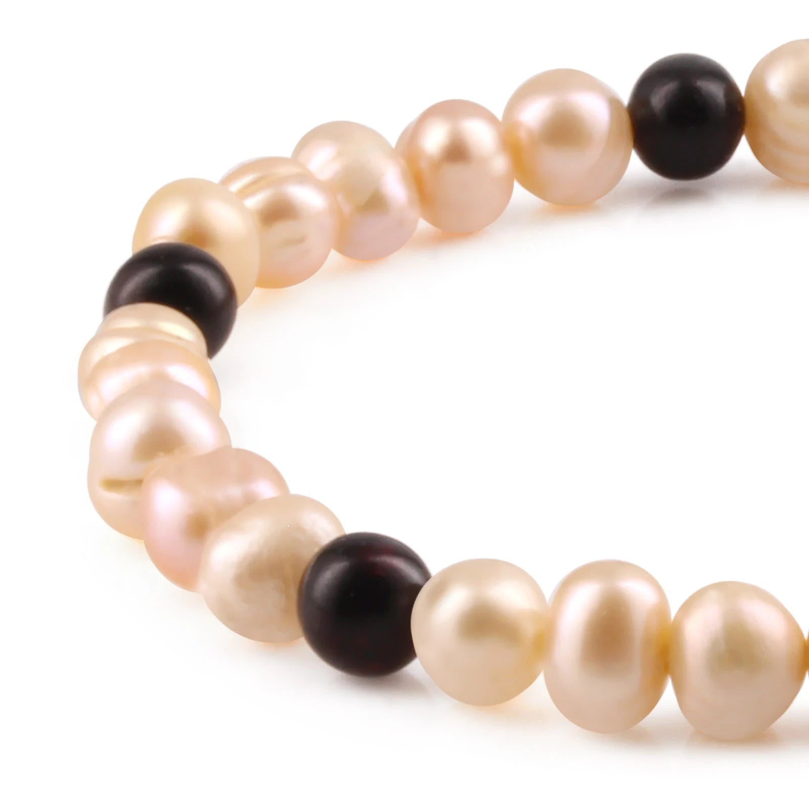 Pink Freshwater Pearl Adult Bracelet with Baltic Amber 6mm - P4