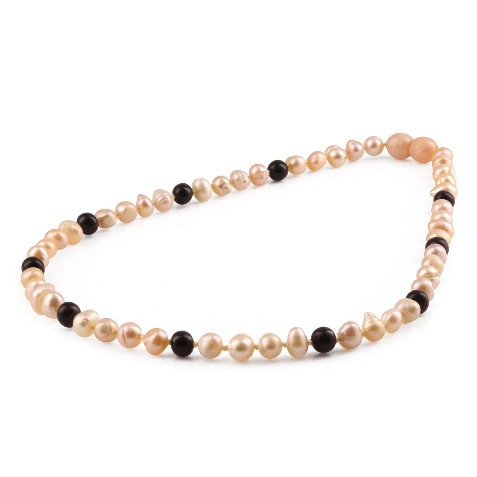 Pink Freshwater Pearl Junior Necklace with Baltic Amber 6mm - P4