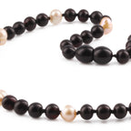 Natural Baltic Amber Junior Necklace with Freshwater Pearl. Baroque 6mm - P3
