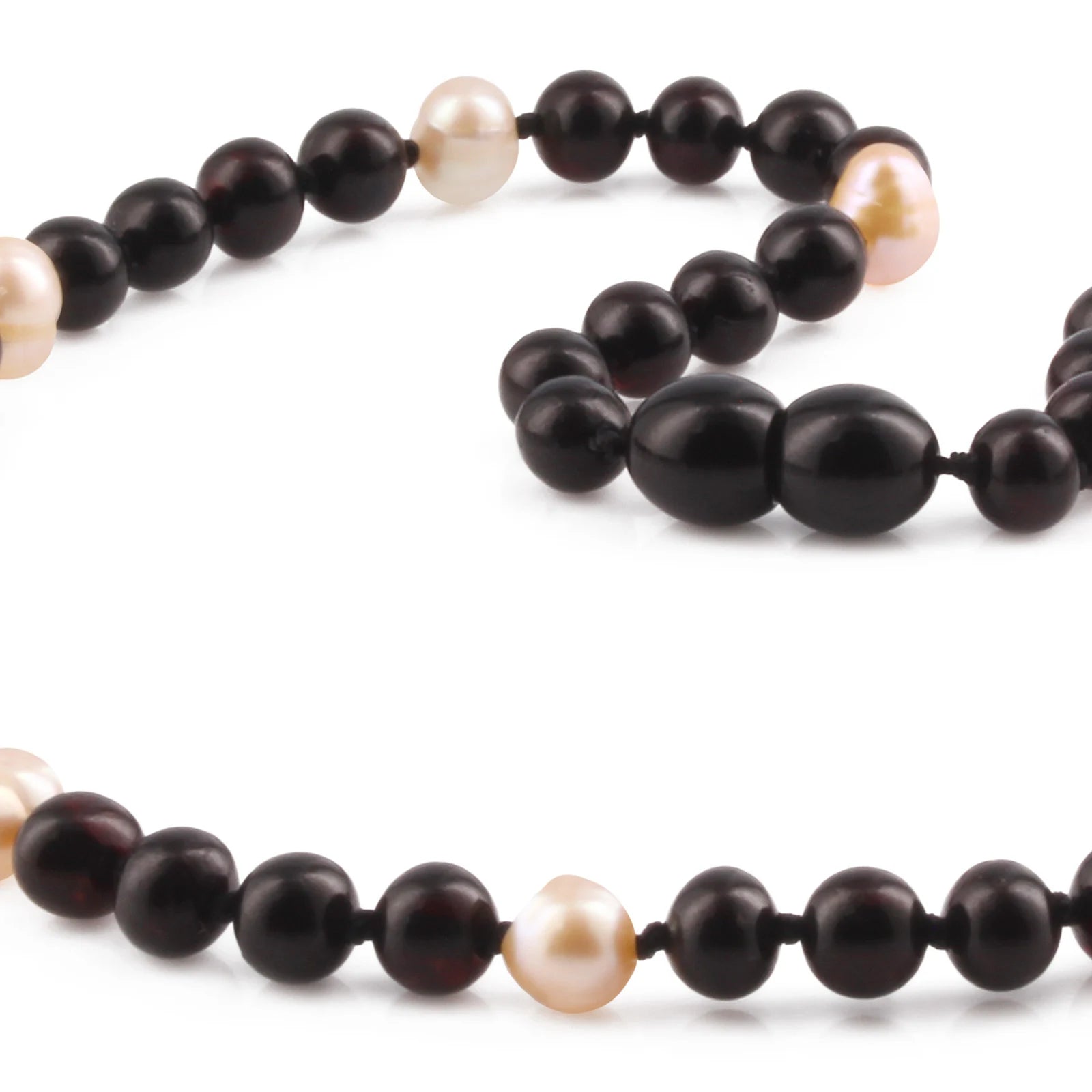 Natural Baltic Amber Junior Necklace with Freshwater Pearl. Baroque 6mm - P3