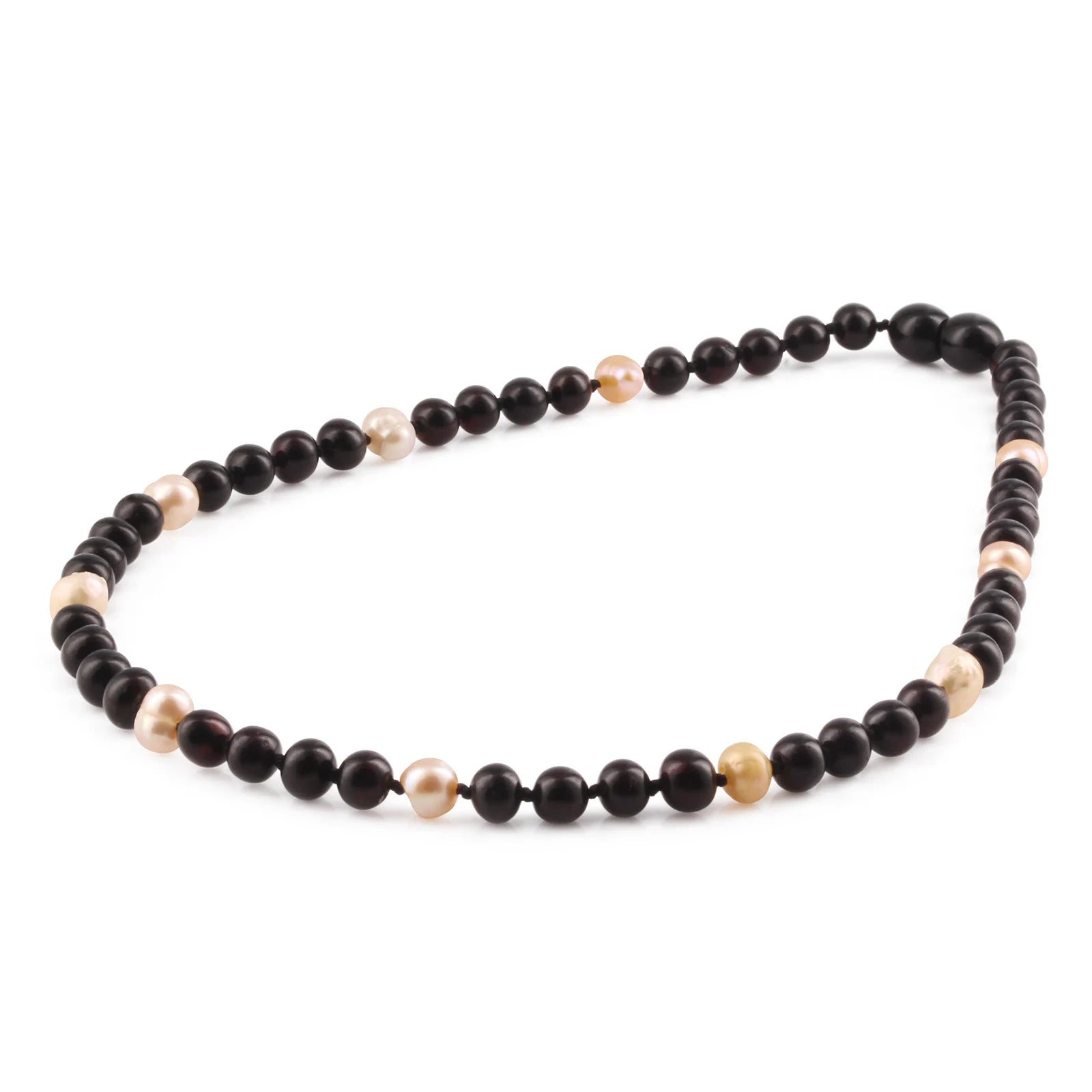 Natural Baltic Amber Junior Necklace with Freshwater Pearl. Baroque 6mm - P3