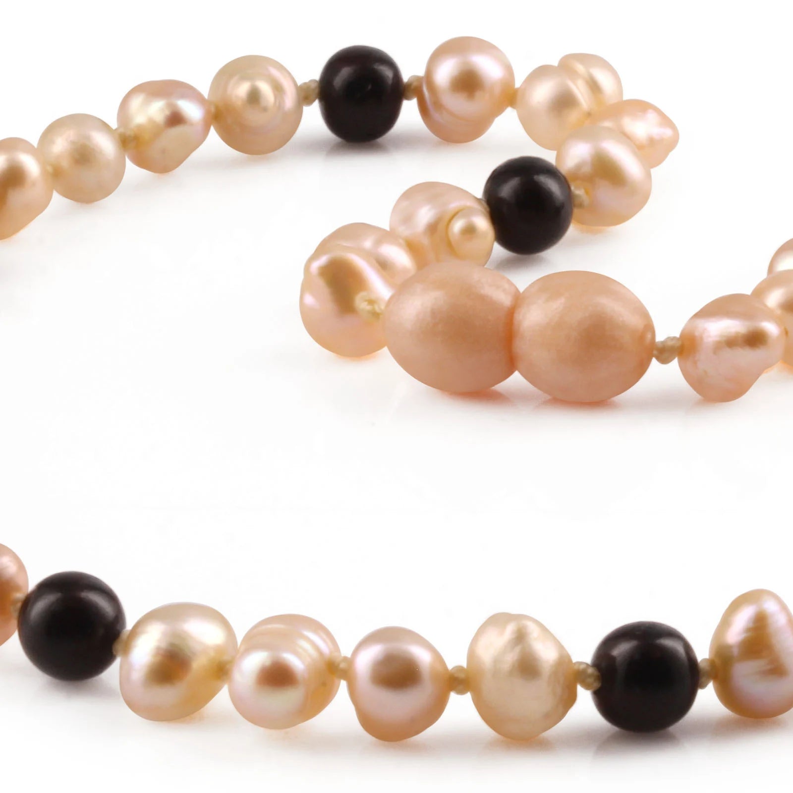 White Freshwater Pearl Kids Necklace with Baltic Amber 6mm - P4