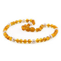 Baltic Amber Teething Necklace with Freshwater Pearl. Baroque 6mm - P1