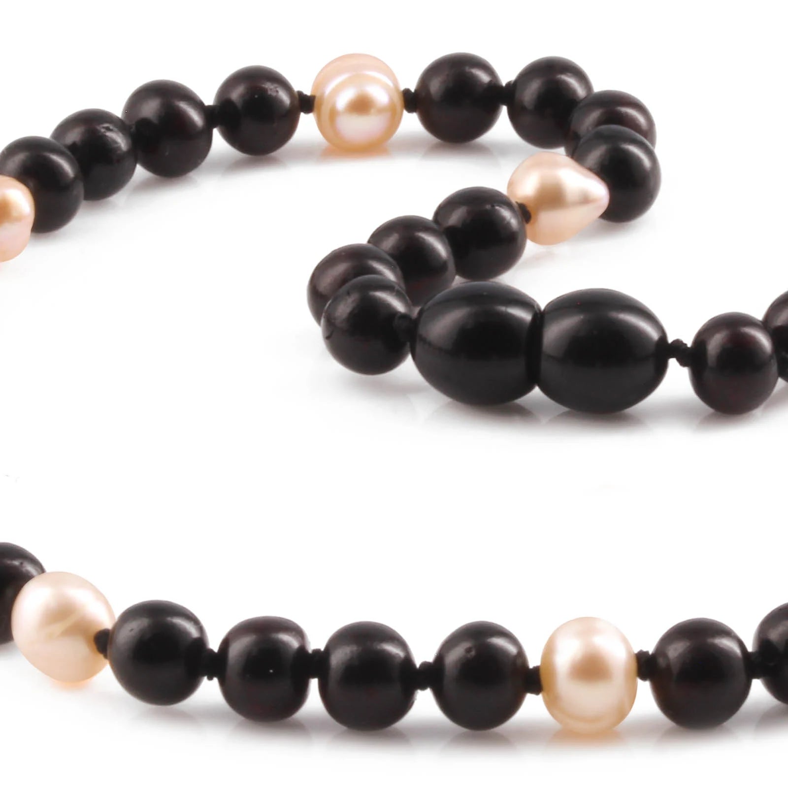 Baltic Amber Teething Necklace with Freshwater Pearl. Baroque 6mm - P3