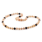 Pink Freshwater Pearl Adult Necklace with Baltic Amber 6mm - P4