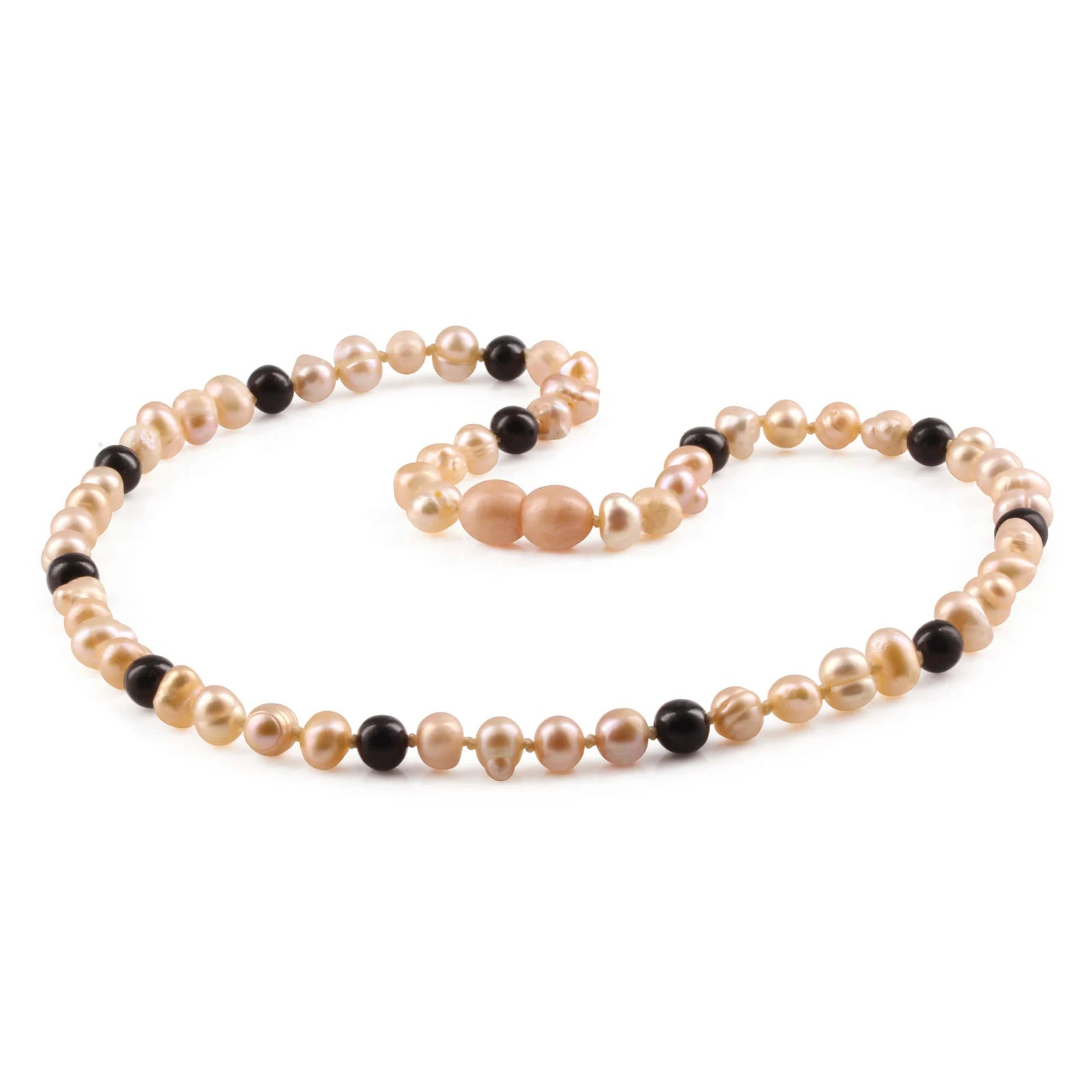 Pink Freshwater Pearl Adult Necklace with Baltic Amber 6mm - P4