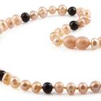 Pink Freshwater Pearl Adult Necklace with Baltic Amber 6mm - P4