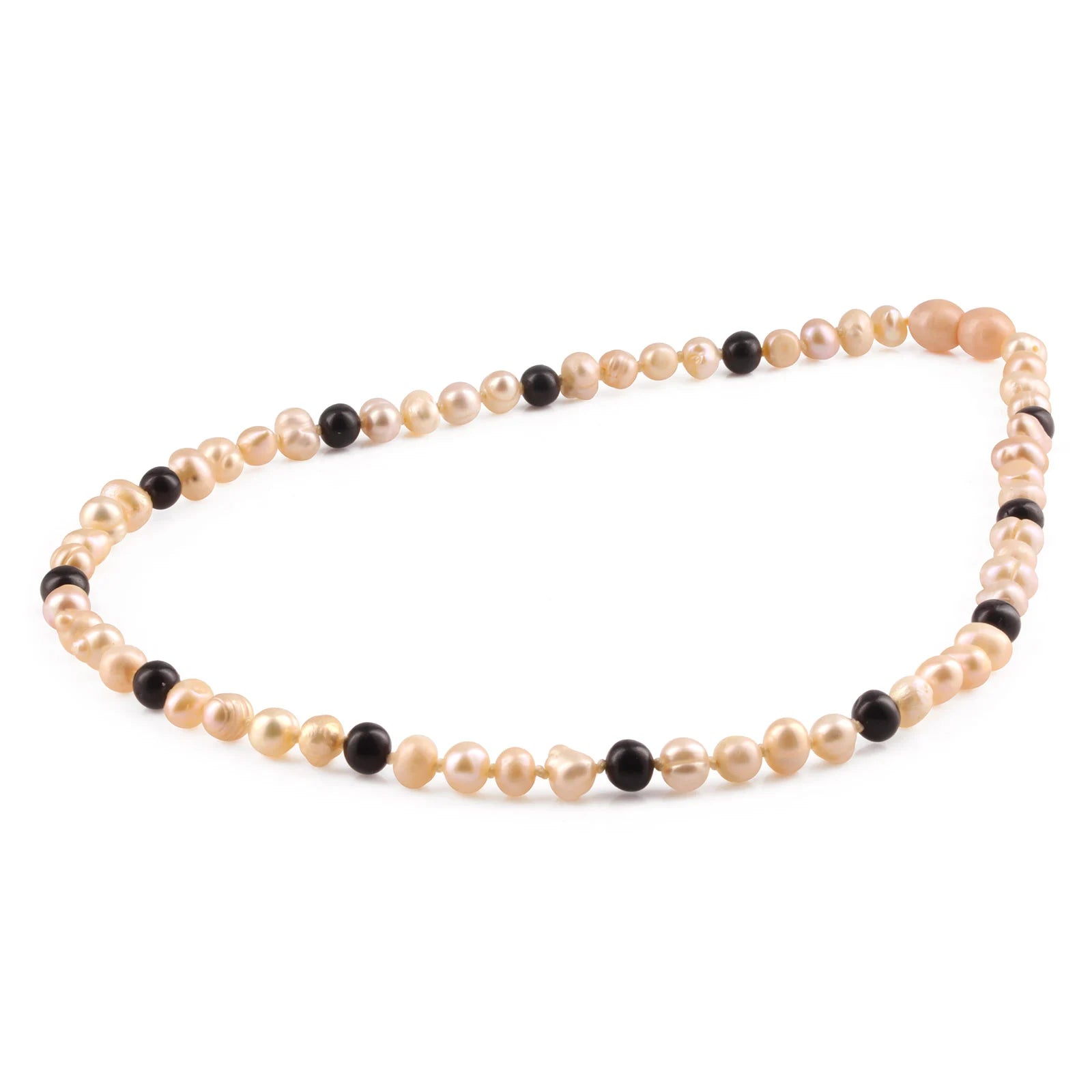 Pink Freshwater Pearl Adult Necklace with Baltic Amber 6mm - P4