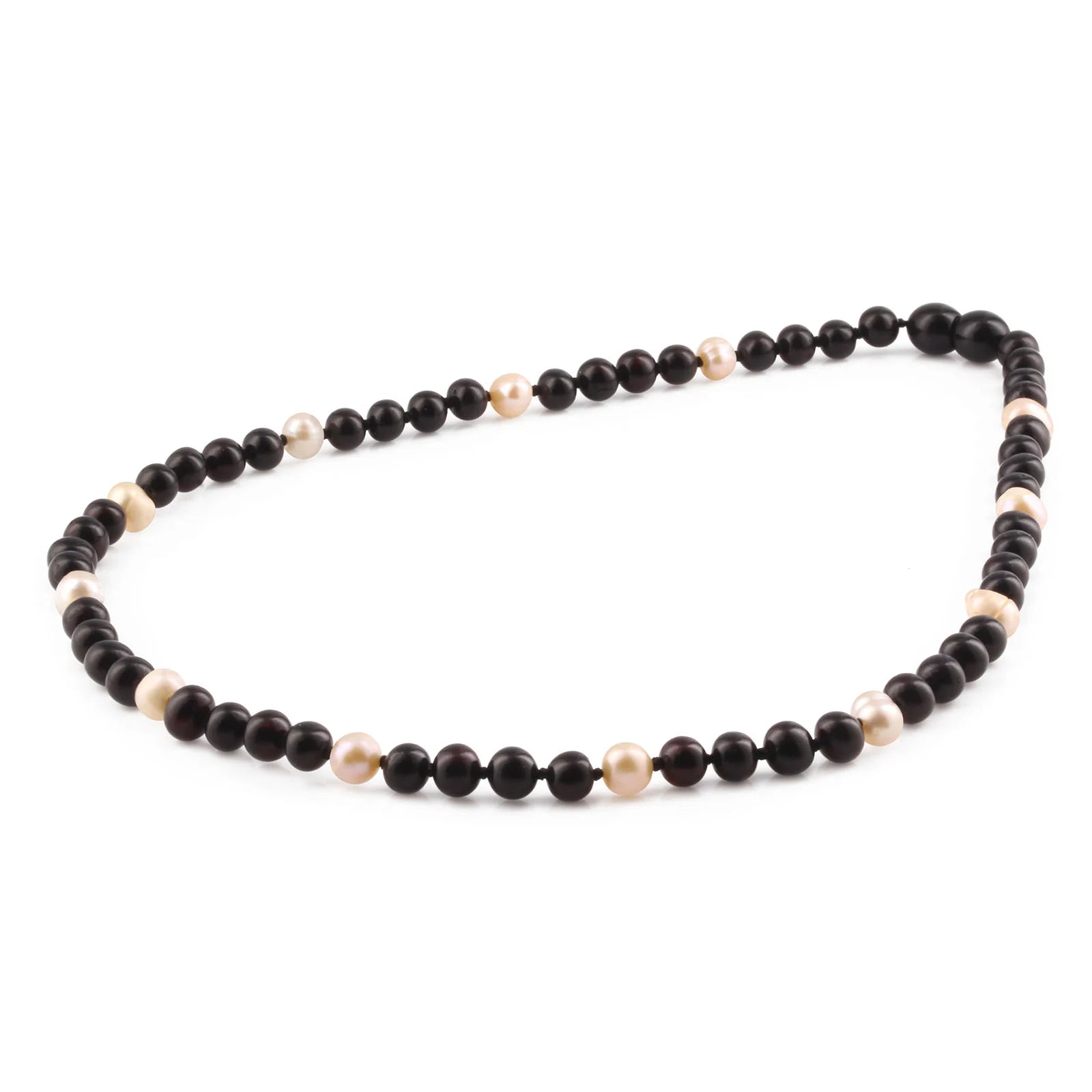 Natural Baltic Amber Adult Necklace with Freshwater Pearl. Baroque 6mm - P3