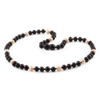 Natural Baltic Amber Adult Necklace with Freshwater Pearl. Baroque 6mm - P3