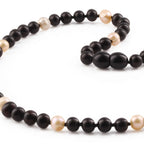 Natural Baltic Amber Adult Necklace with Freshwater Pearl. Baroque 6mm - P3