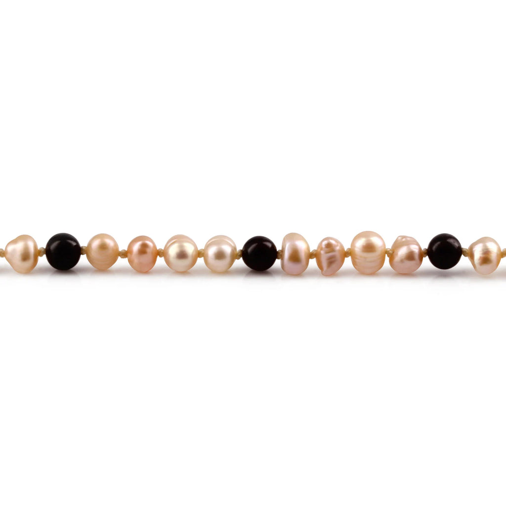 White Freshwater Pearl Kids Bracelet with Baltic Amber 6mm - P4