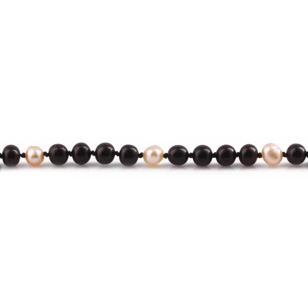 Baltic Amber Teething Necklace with Freshwater Pearl. Baroque 6mm - P3