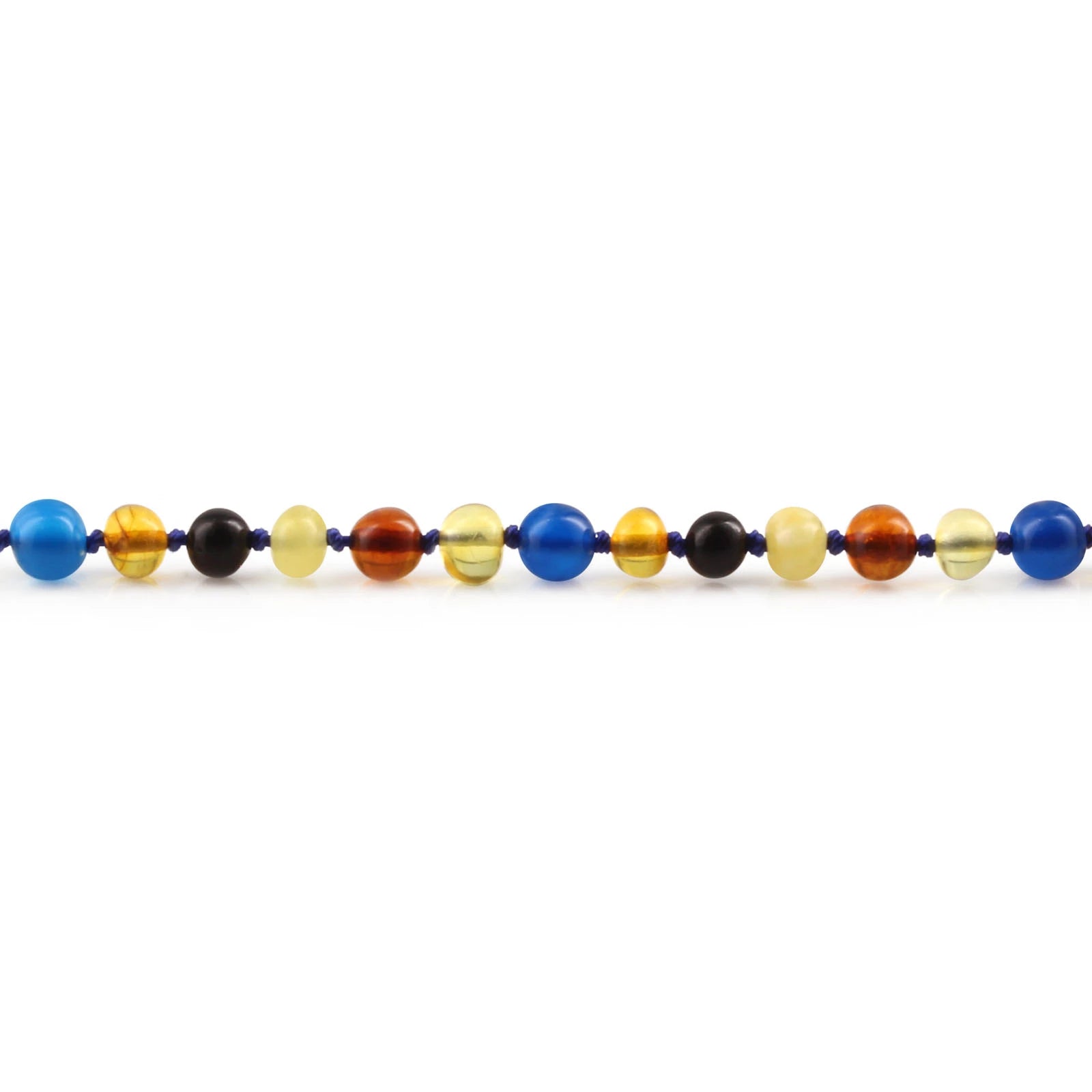 Natural Baltic Amber Junior Necklace with Blue Lace Agate. Baroque 5mm - JN94